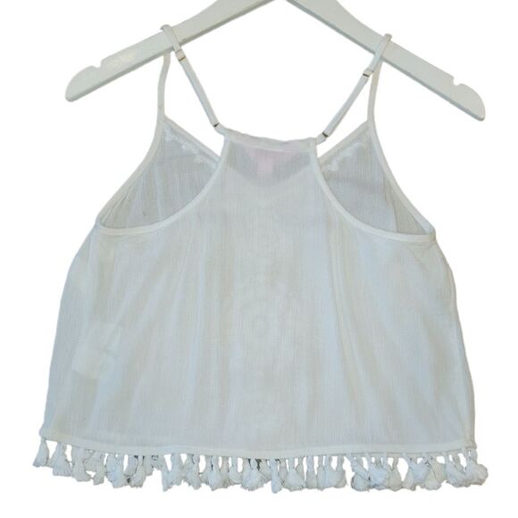 LILLY PULITZER WHITE EMBROIDERED TASSLE CROP TOP SLEEVELESS TOP RESORT XS - Picture 6 of 14